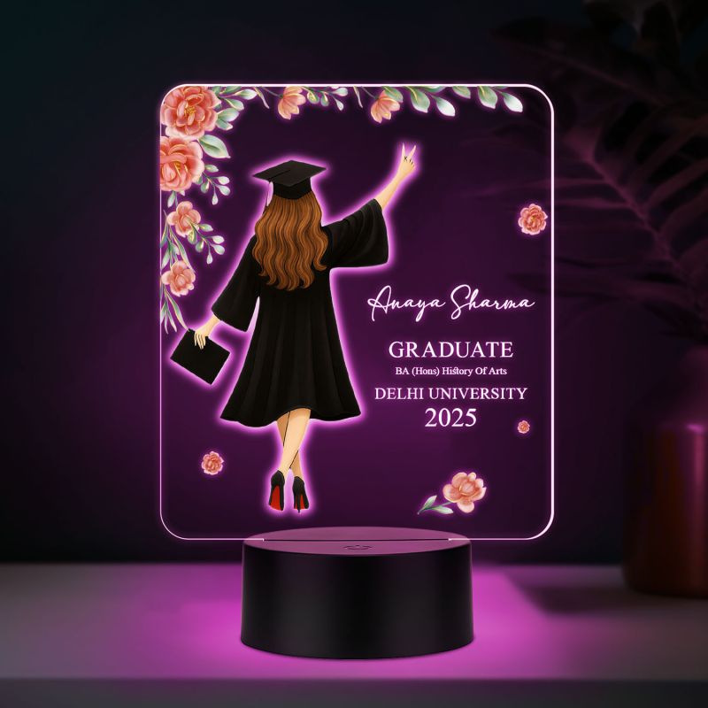 Personalized Graduate Night Lamp | Custom with Name & University Name Automatic Color Changing Light Congratulation Graduate Gift for Daughter Sister Son Brother Appreciation Gift